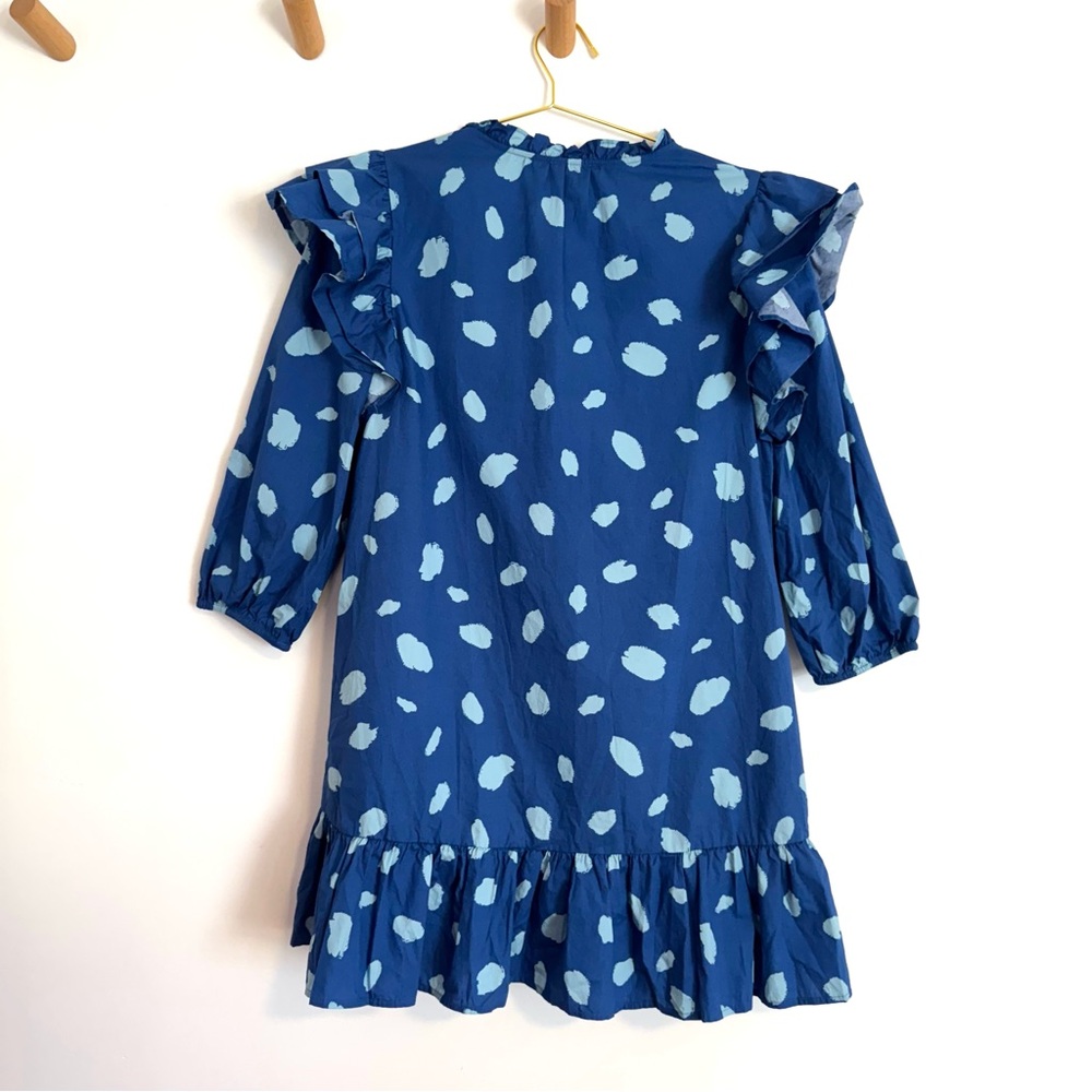 SugarLips Blue Polka Dot Ruffle Odessa Drop Waist Button Up Mini Dress Medium - Picture 5 of 8